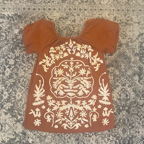 Free People | Dresses | Free People Embroidered Burnt Orange Dress